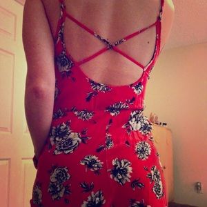 *SOLD* Red Floral Romper